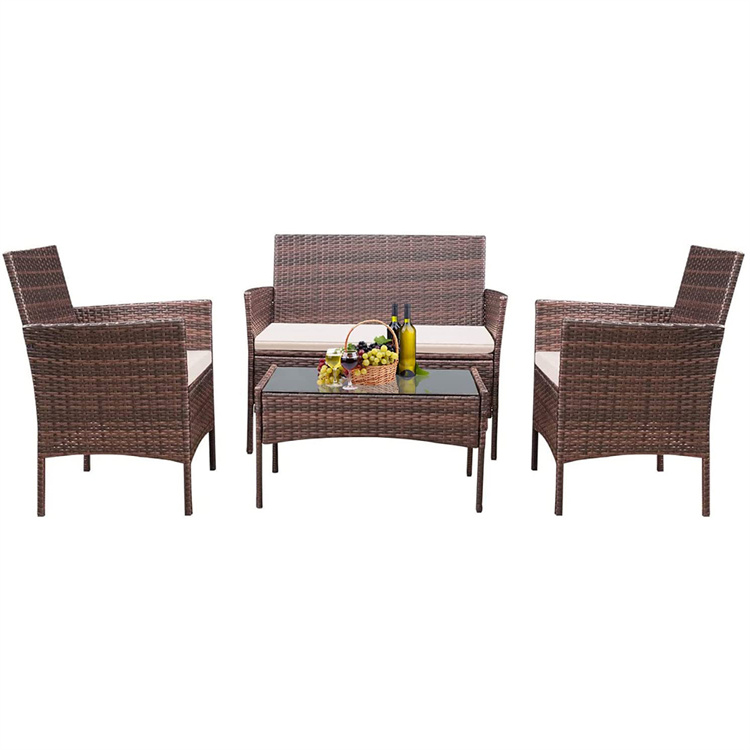 4PCS বেত প্যাটিও আসবাবপত্র সেট