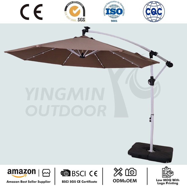 নতুন 10FT প্যাটিও ক্যান্টিলিভার সোলার LED ছাতা